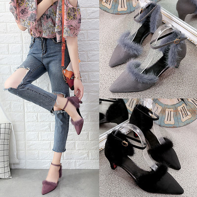 岸森尖頭貂毛單鞋 3厘米細跟，演繹秋冬優雅與性感